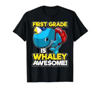 Jeu de Mots drôle de première année Baleine 1er Jour d'école Whaley Awesome T-Shirt Graphique avec Valeur, Homme, Noir, S
