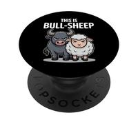 Jeu de Mots drôles d'animaux sarcastiques « This is Bull Sheep » PopSockets PopGrip Adhésif