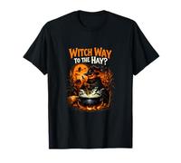 Jeu de Mots Halloween Witch Way to The Hay Country Farm T-Shirt