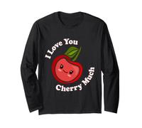 Jeu de Mots Kawaii Cute I Love You Cherry Much Funny Fruit Food Manche Longue