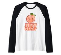 Jeu de Mots Kawaii Cute Just Peachy Funny Peach Manche Raglan