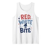 Jeu de Mots Red White Bite Patriotic Shark Ocean Débardeur