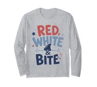 Jeu de Mots Red White Bite Patriotic Shark Ocean Manche Longue