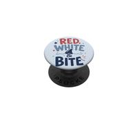 Jeu de Mots Red White Bite Patriotic Shark Ocean PopSockets PopGrip Adhésif
