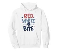 Jeu de Mots Red White Bite Patriotic Shark Ocean Sweat à Capuche