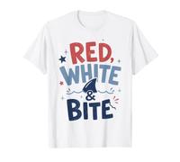 Jeu de Mots Red White Bite Patriotic Shark Ocean T-Shirt