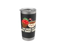 Jeu de mots « You Bring Out My Sweet Side Strawberry » et chocolat Gobelet isotherme en acier inoxydable double paroi