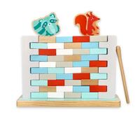Jeu de Mur vacillant, Jeu d'Intelligence pour Enfants, en Bois, Jeu Créatif pour Déchirer Un Mur, Jeu d'arcade pour Enfants à partir de 3 Ans - 40 Dominos, 2 Figurines Animales, Bâton - Jeu de Mur