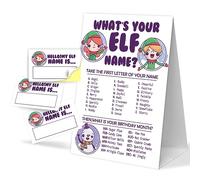 Jeu de nom de Noël, « What's Your Elfe Name Game », jeux de nom de Noël amusants, fournitures de fête, décorations, jeux de Noël pour les familles, fête d'anniversaire, jeu familial amusant, 1 panneau