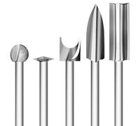 Jeu de Outils de Sculpture sur Bois pour Dremel, 5 Pièces Différents Mèches de Sculpture sur Bois avec Tige de 1/8 pouces pouces pour Outils Rotatifs Bricolage, Travail du Bois, Gravure, Perçage