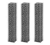 vidaXL 3x Gabion Panier à Pierres Fil Galvanisé 25x25x150 cm Clôture Jardin 141046