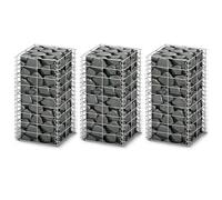 Jeu de panier de gabion 3 pcs Fil galvanisé 25 x 25 x 50 cm