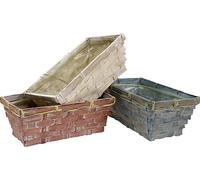 Jeu de paniers à copeaux en blanc, gris, marron, paniers à plantes décoratifs, set de 8, 20x11 cm, pour plantes d'intérieur et herbes aromatiques