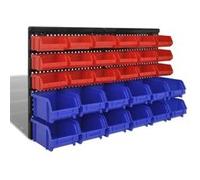 Jeu de paniers muraux de stockage - vidaXL - 30pcs - Plastique - Bleu et rouge - Mixte Bleu G