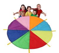 Jeu de Parachute avec poignées, Tissu Arc-en-, Jouet de Tente pour l'école - Améliorer Le Parachute coloré pour Les - Parachute Arc-en- - Classe de Fitness en Plein air - avec poignées