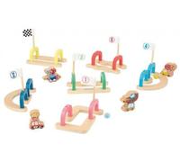 Jeu de Parcours de Billes applepop, Bois fsc - avec 6 Obstacles, 2 Billes, 4 vehicules - Circuit, Piste - Set Jouet Enfant et Carte
