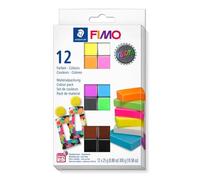 Jeu de pâte polymère - STAEDTLER - Effet fluo - 12 pièces - 25g chacun
