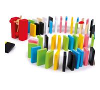 Jeu De Patience En Bois Sain, Étui De 140 Dominos Multicolores Et Vernis