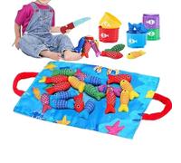 Jeu de Pêche | 10 en 1 Jeu Éducatif avec des Tasses Empilables,Kit de jouets de pêche en tissu pour - pour Apprendre à Compter les Nombres, Trier par Couleur, pour Garçons et Filles de 1 à 3 Ans
