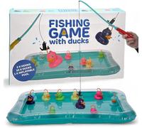 Jeu de pêche de canards, taille XXL, convient au jardin d'extérieur, avec 2 cannes à pêche, 10 canards et 1 piscine gonflable de 55 x 45 cm