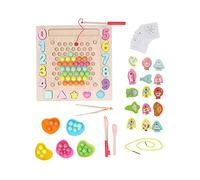 Jeu de Pêche en Bois Clip Perles Jeu Puzzle Conseil Jouet Éducatif pour Enfants(Perles à clips multifonctionnelles)