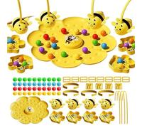 Jeu de pêche magnétique - Attrape-cheveux magnétique - Cueillette de haricots et jeu de pêche de table - Jouet éducatif interactif - Jouet de motricité - Jeu de pêche pour la famille (4 joueurs)