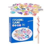 Jeu de pêche magnétique en bois, forme magnétique en bois et classification des couleurs, aimants de poissons assortis avec formes éducatives pour habiletés motrices fines