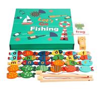 Jeu de pêche magnétique, jeu de pêche magnétique | Jeux d'alphabet de jouets d'orthographe | Jouets éducatifs Jeux de lettres, jeu de pêche en bois Jouets de motricité fine, activité