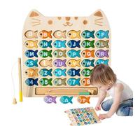 Jeu de pêche magnétique, jeu de pêche pour - Poisson magnétique alphabet mignon en forme de voiture, de motricité Fine, jeu de capture de poisson, d'apprentissage et d'éducation avec chif
