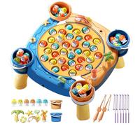 Jeu de pêche magnétique pour les tout-petits, 45 poissons avec 8 cannes | Jouet de pêche interactif rotatif à 360° avec musique, 4 seaux et 4 décorations pour un jeu de développement