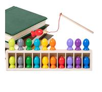 Jeu De Pêche Magnétique pour - Reconnaissance des Couleurs | Jouet Éducatif en Bois pour Garçons Filles D'Âge Préscolaire Activités Scolaires Maternelle Voyage Plage D'Intérieur