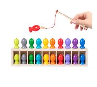 Jeu De Pêche Magnétique | Reconnaissance des Couleurs | Jouet Éducatif en Bois pour Garçons Filles D'Âge Préscolaire Activités Scolaires Maternelle Voyage Plage D'Intérieur