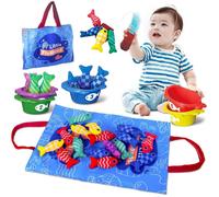 Jeu de pêche Montessori - avec Tapis Océan - Des bébés qui jouent - Cadeau pour les enfants de 1 à 3 ans- 22pcs
