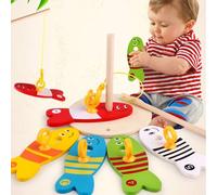 Jeu De Pêche Numérique En Bois Coloré Pour Enfants, Jeu De Blocs En Forme De Colonne, Dessin Animé, Mignon Et Éducatif