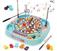 Jeu de Pêche pour Enfants, Jeux Peche a La Ligne Jouet avec 45 Poissons, 4 Cannes à Pêche, Plateau Rotatif, Musical Jeu Educatif Jouet, pour Enfant Garcon Fille 3 4 5 6 Ans