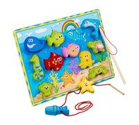 Jeu de pêche pour Tout-Petits - Puzzle magnétique - Jouet d'activité en Bois - Trieur de Reconnaissance des Couleurs - Tableau éducatif pour Les compétences d'apprentissage précoces pour Les