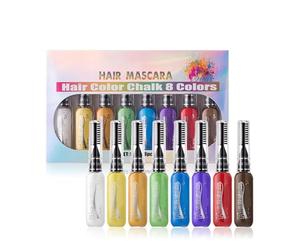 Jeu de peigne de craie de cheveux - jeu de peignes de craie temporaire pour les cheveux, colorants capillaires à long terme | Peigner le jeu pour teindre les cheveux temporaires