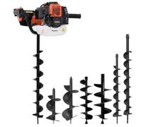 Jeu de perceuse de sol à tarière en acier 52 cc 2,2 kW 7 forets diamètre 60-300 mm avec mandrin hexagonal rallonge adaptateur pour forage terre jardin plantation poteau clôture