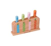 Everearth Bâtonnets en Forme de Lapins-Jouet Bois 4 Couleurs 11 x 16,5 x 4 cm-Matériaux Durables et Peinture Ecologique-Jeu d'éveil Pop-Up Bébé EE33731