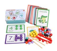 Jeu de Perles à Clips, Perles de tri des Couleurs - Jouets Assortis à Clips de Perles en Bois | avec des Cartes, des Pinces à Perles, des Jouets, des Aides pédagogiques, la motricité Fine