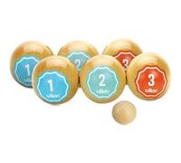 Vilac – Jeu de pétanque rétro en bois vernis – 6 boules colorées – Dès 5 ans