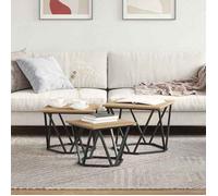 Jeu de petite tables Marron - LEMON® Table basse 3 pcs - Meuble Centrale de salon - chêne artisanal - Bois d'ingénierie et acier 202