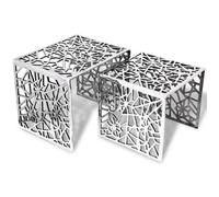 Jeu de Petites tables - vidaXL - Charge 200kg - Table auxiliaire carrée 2 pièces - Cadre Robuste - Aluminium Argenté fr_89971134