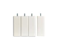 BELLECOUR Lot de 4 Pieds de Lit en Bois Certifié PEFC et Made in France Literie | Couleur Blanc | Design Carré | Hauteur 20 cm | Tige Filetée Standard 8 mm | Compatible avec la majorité des sommiers
