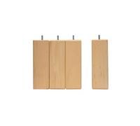 BELLECOUR Lot de 4 Pieds de Lit en Bois Certifié PEFC et Made in France Literie | Couleur Bois Naturel | Design Carré | Hauteur 15 cm | Tige Filetée Standard 8 mm | Compatible majorité des sommiers
