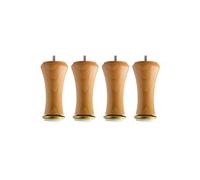 BELLECOUR Lot de 4 Pieds de Lit en Bois Certifié PEFC et Made in France Literie Forme Diabolo | Hauteur 15 cm | Tige Filetée Standard 8 mm | Compatible avec la majorité des sommiers