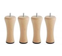 BELLECOUR Lot de 4 Pieds de Lit en Bois Certifié PEFC et Made in France Literie Forme Diabolo | Hauteur 15 cm | Tige Filetée Standard 8 mm | Compatible avec la majorité des sommiers