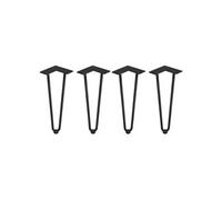 Emuca - Jeu de Quatre Pieds Hairpin avec 2 Barres pour Table, Pieds en épingle Hauteur 400 mm, Peints en Noir, Acier