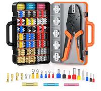 Jeu de Pinces à Sertir Preciva,0.25-10m㎡ Pinces a Sertir avec 6 Têtes pour un Changement Rapide,395PCS de Terminaisons à Ferrule,Set d'outils de Sertissage à Cliquet