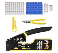 Jeu de pinces à sertir RJ45, outil réseau pour connecteurs réseau CAT5/CAT6/CAT7,50 connecteurs CAT6, 50 manchons, outil de réparation professionnel RJ45/RJ11/RJ12